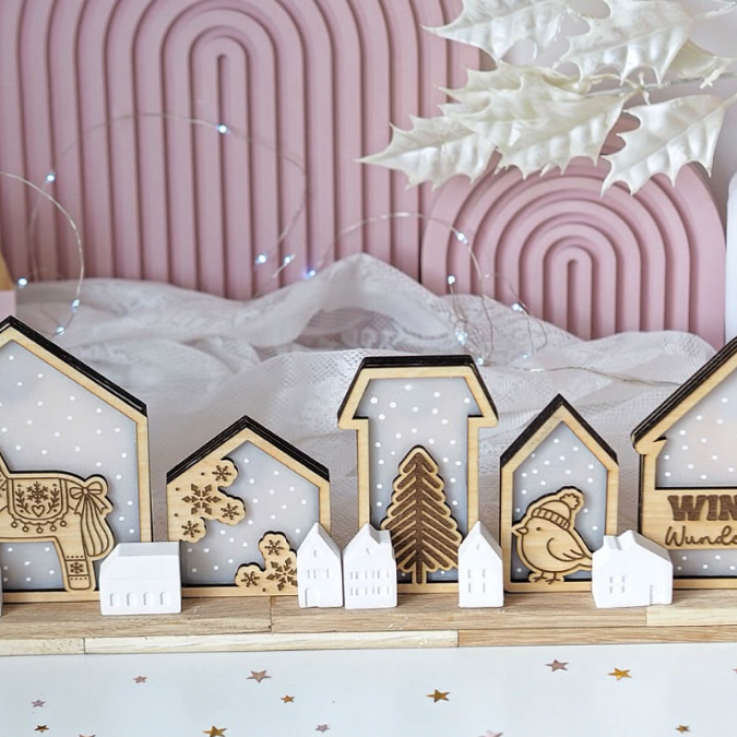 SVG Laser Datei 10 Designs Lichthaus Haus für Transparentpapier Lichthäuser Leuchthaus Lichtdatei SVG Datei Weihnachten Winter Hygge – Bild 4