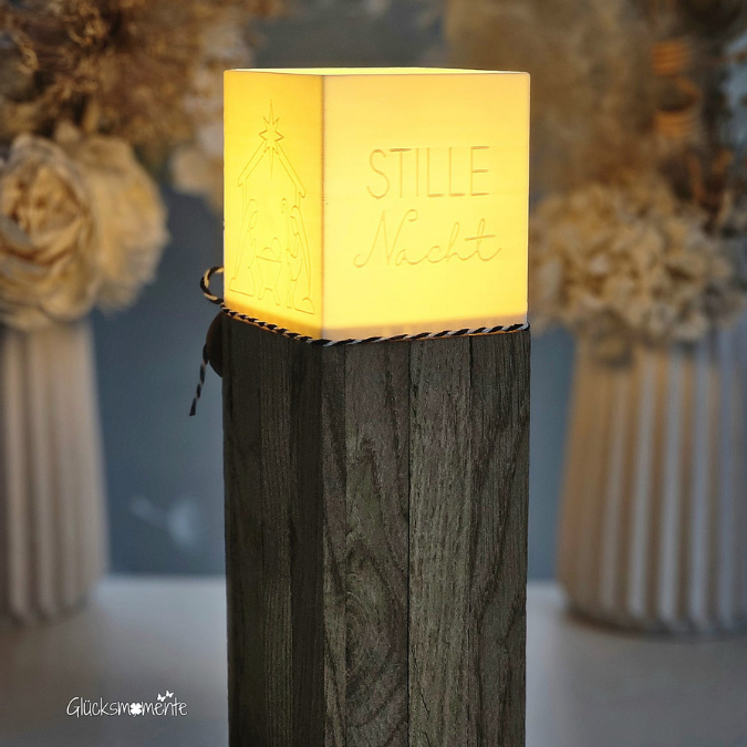 3D Druck Datei STL Windlicht für LED Lichter eckig SKALIERBAR Krippe Krippenszene stille Nacht heilige Nacht Weihnachten Klötzchenwindlicht – Bild 6