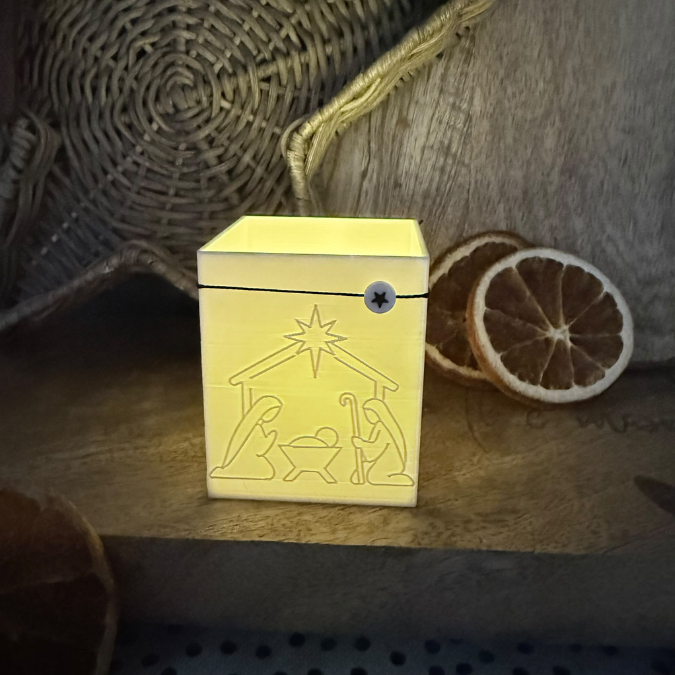 3D Druck Datei STL Windlicht für LED Lichter eckig SKALIERBAR Krippe Krippenszene stille Nacht heilige Nacht Weihnachten Klötzchenwindlicht – Bild 3
