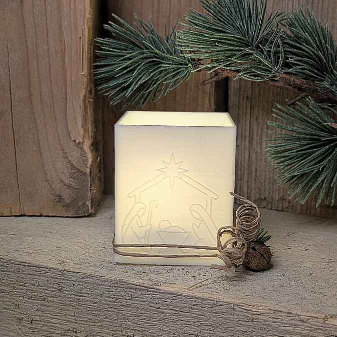 3D Druck Datei STL Windlicht für LED Lichter eckig SKALIERBAR Krippe Krippenszene stille Nacht heilige Nacht Weihnachten Klötzchenwindlicht – Bild 12