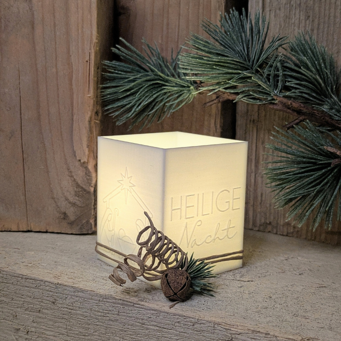 3D Druck Datei STL Windlicht für LED Lichter eckig SKALIERBAR Krippe Krippenszene stille Nacht heilige Nacht Weihnachten Klötzchenwindlicht – Bild 4