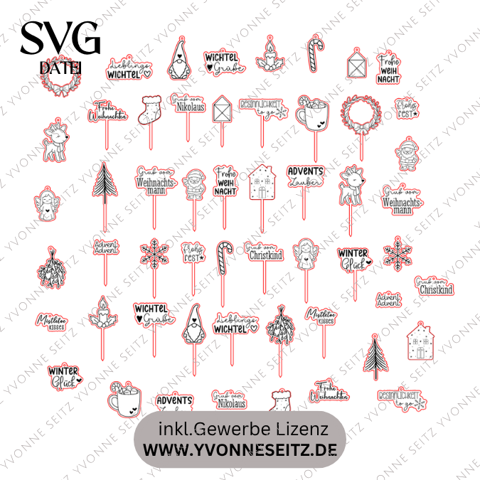 SVG Laserdatei XXL Stecker und Anhänger Weihnachten über 50 Designs Geschenkanhänger Winter Skandi SVG Datei Geschenkverpackung – Bild 2