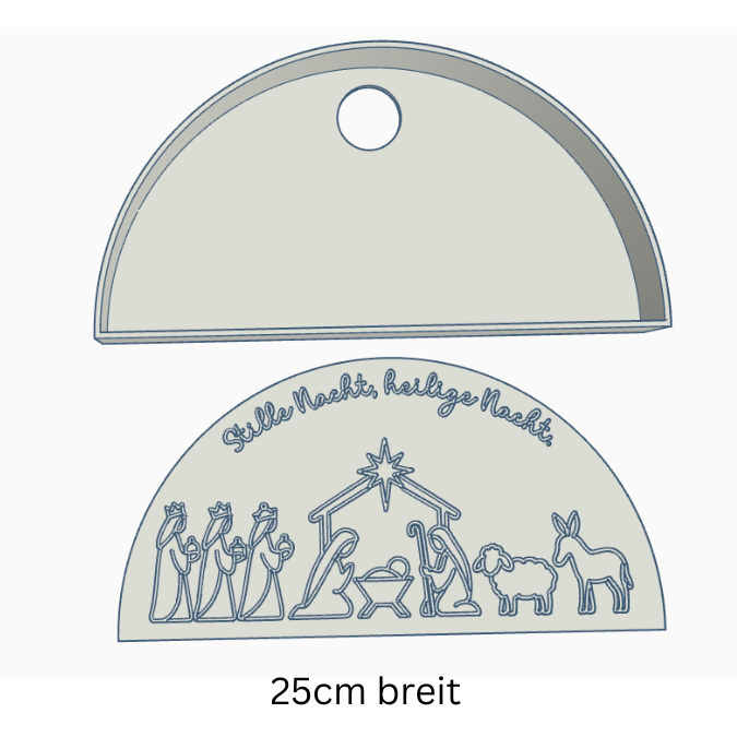 1 STL 3D Druck Datei Krippe zum beleuchten Weihnachten für Lichterkette Aufsteller Lichtkrippe 3D-Datei Heilige Nacht mit Deckel zum kleben – Bild 2