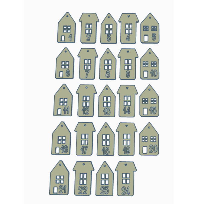 3 STL 3D Druck Datei Adventskalender Zahlen Häuschen Skandi 1-24 Advent 3D-Datei 3D-Druck Vorlage Winter Weihnachtsdeko – Bild 2