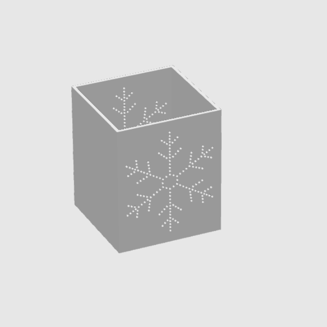 3D Druck Datei STL Windlicht für LED Lichter eckig SKALIERBAR Schneeflocke Winter Weihnachten Klötzchenwindlicht – Bild 2