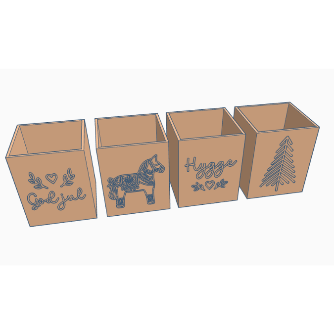 3D Druck Datei STL 4er Set Hygge Dala Skandi Windlicht für LED Lichter eckig SKALIERBAR Herbst Winter Weihnachten Klötzchenwindlicht – Bild 2